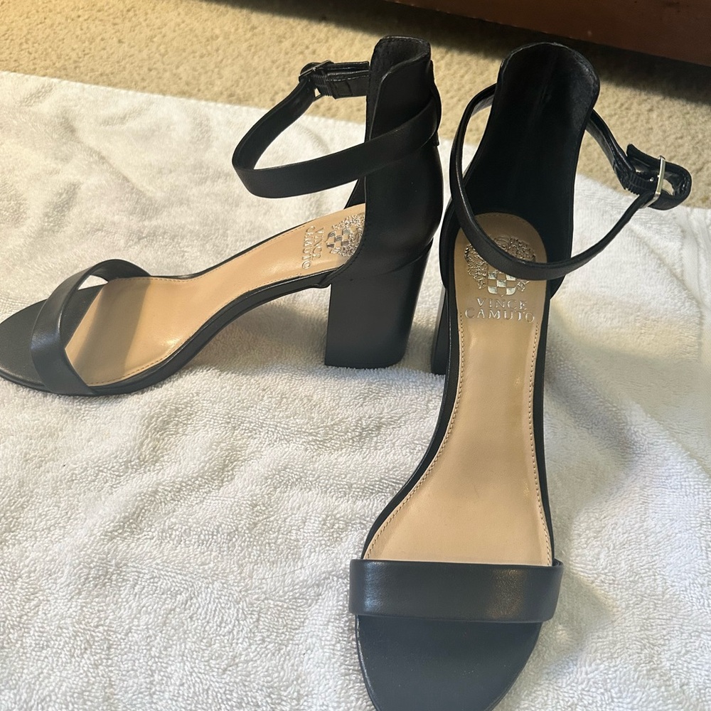 Vince Camuto Black Ankle Strap Heels - Very Gently Used